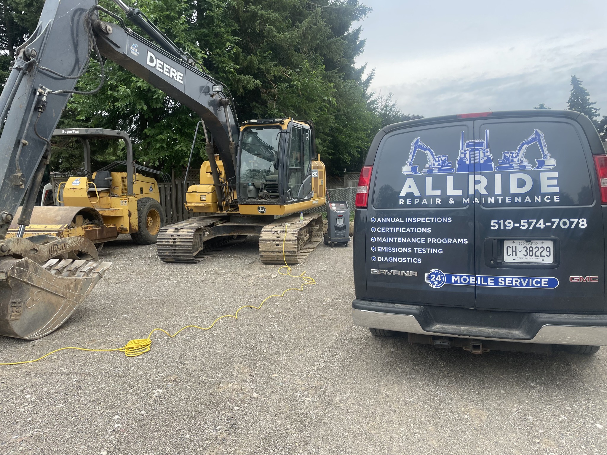 Allride branded mobile repair van alongside heavy equipment